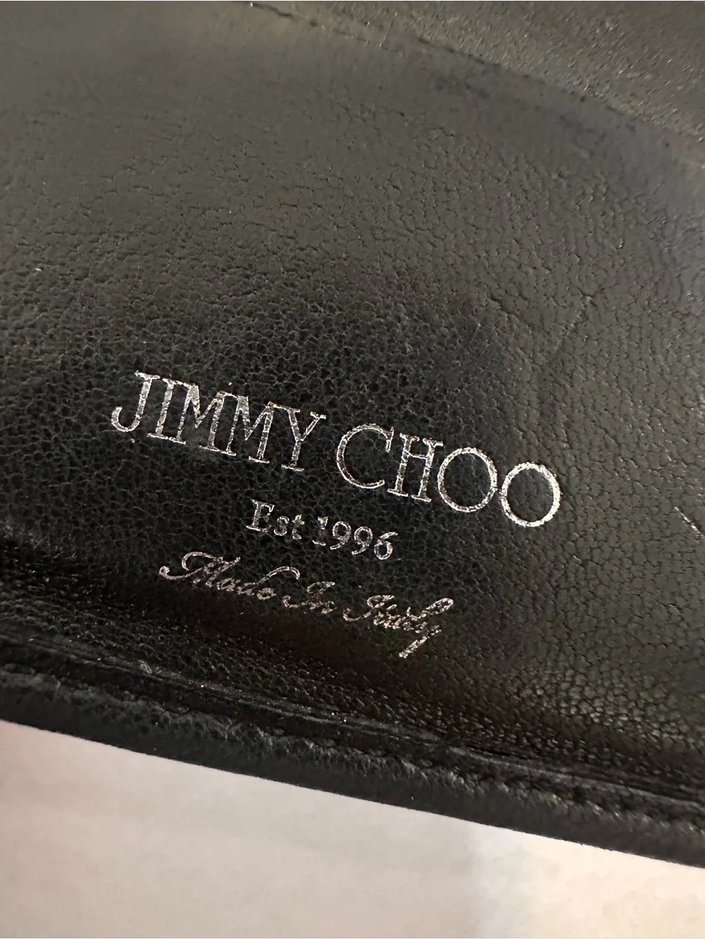 Jimmy Choo Black Leather Wallet with Gold Star Studs